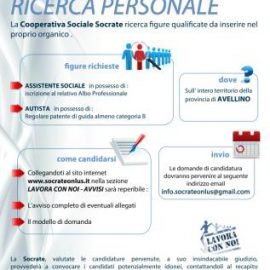 AVVISO RICERCA PERSONALE : Assistente Sociale e Autista sull’intero territorio della provincia di Avellino