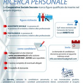 AVVISO RICERCA PERSONALE : Assistente Sociale e Psicologo/a – Consorzio Dei Servizi Sociali AMBITO A5 AVVISO RICERCA PERSONALE : Assistente Sociale e Psicologo/a – Consorzio Dei Servizi Sociali AMBITO A5