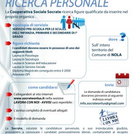 AVVISO RICERCA PERSONALE : Candidatura Servizio Pre-Scuola – Comune Di Nola