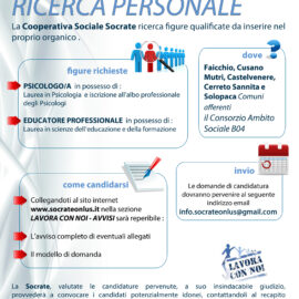 Avviso Ricerca Personale –  PSICOLOGO/A ED EDUCATORE – Consorzio Ambito Sociale B04