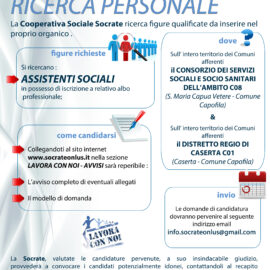 AVVISO RICERCA PERSONALE URGENTE : Assistente Sociale – CONSORZIO DEI SERVIZI SOCIALI AMBITO C08 e DISTRETTO REGIO DI CASERTA C01