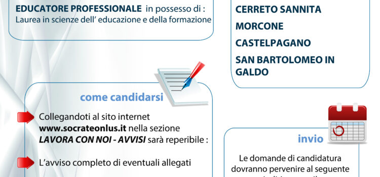 AVVISO RICERCA PERSONALE : Educatore Professionale