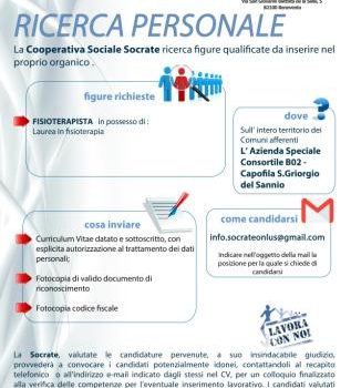 AVVISO RICERCA PERSONALE : Fisioterapista sui comuni dell’Azienda Speciale Consortile B02